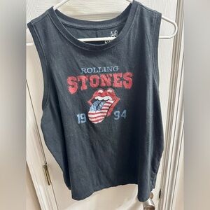 The Rolling Stones Black Graphic Tee with White Logo